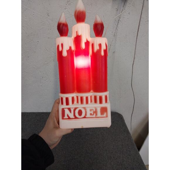 Vtg CANDLES BLOW MOLD CHRISTMAS NOEL 13” DAPOL USA LIGHT UP - Picture 3 of 4